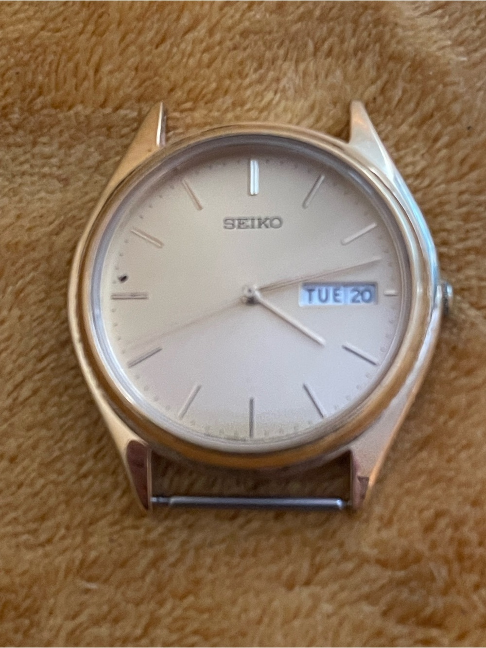 Seiko Silver Case Watch Head with White Dial